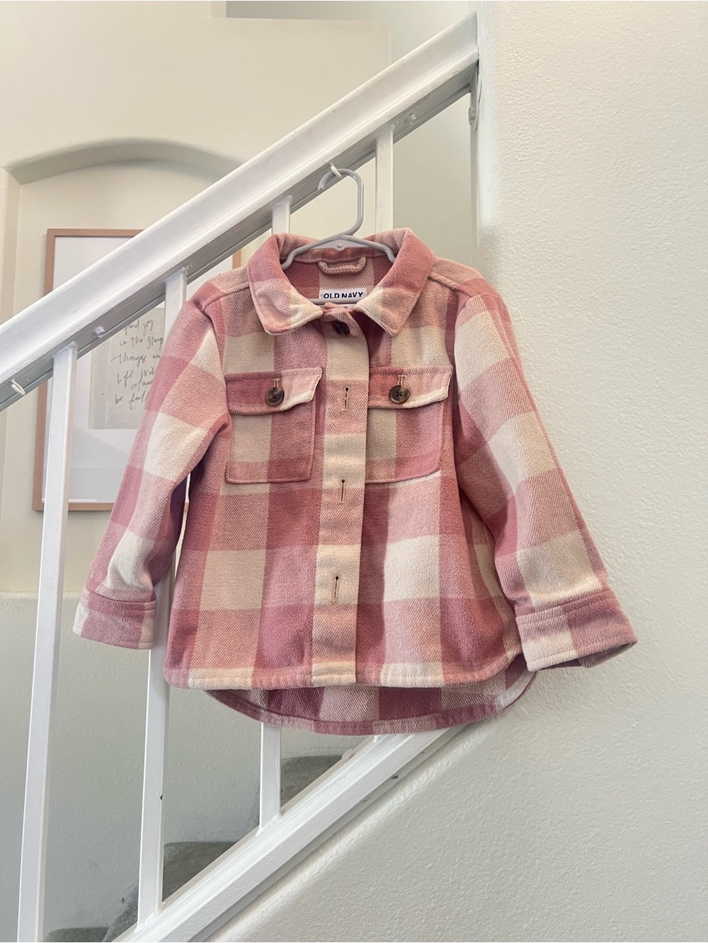 Old Navy Kids' Pink Plaid Shacket - Pink & Cream